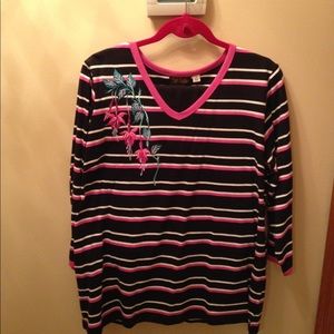Tunic Top with pants. White and pink stripes